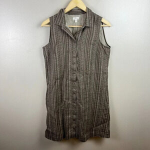 Garnet Hill Linen Shirt Dress Size 6 Brown Minimal Lagenlook Classic Capsule